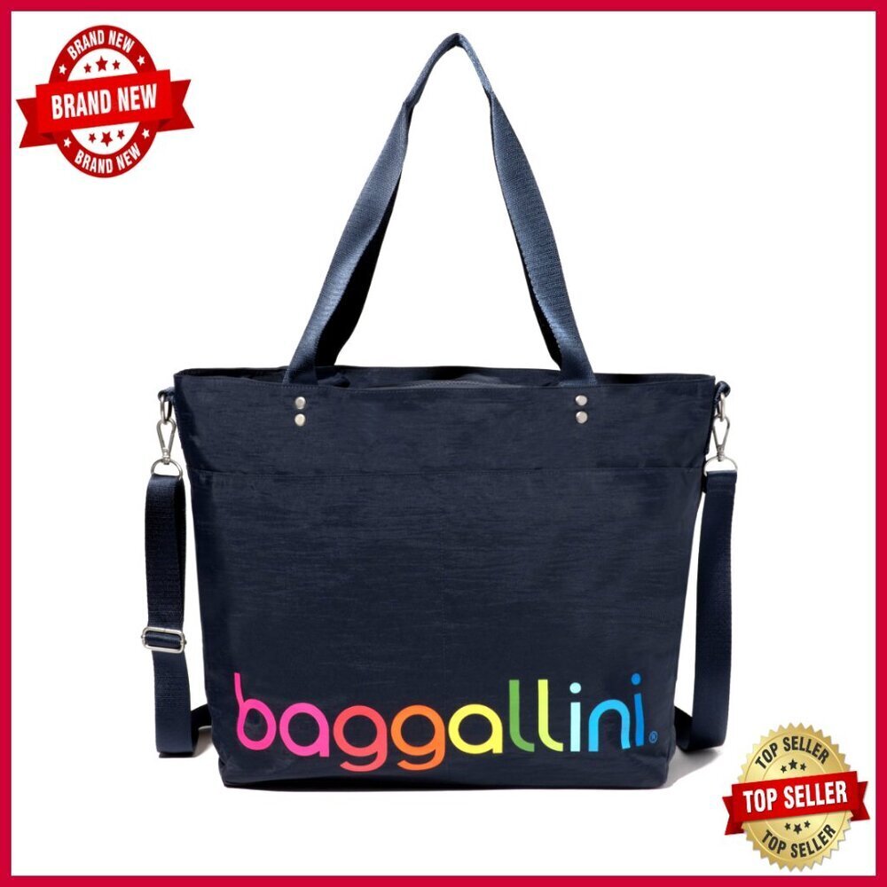Large Lightweight Nylon Tote with Luggage Sleeve and Adjustable Strap